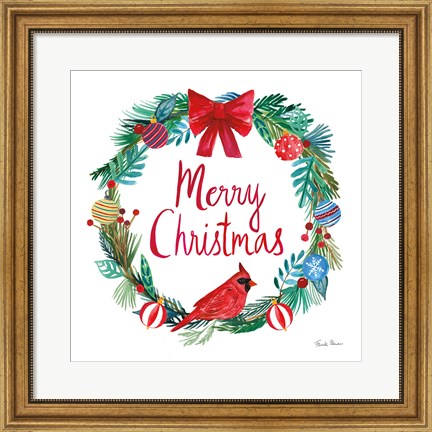Framed Holiday Wreath IV Print