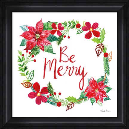 Framed Holiday Wreath III Print