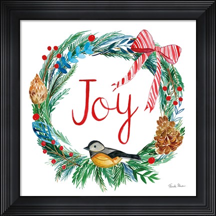 Framed Holiday Wreath I Print