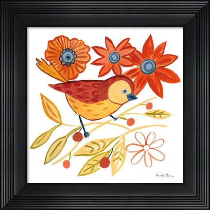 Framed Orange Bird III Print