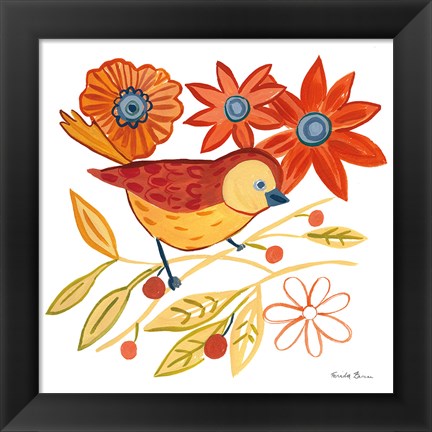 Framed Orange Bird III Print