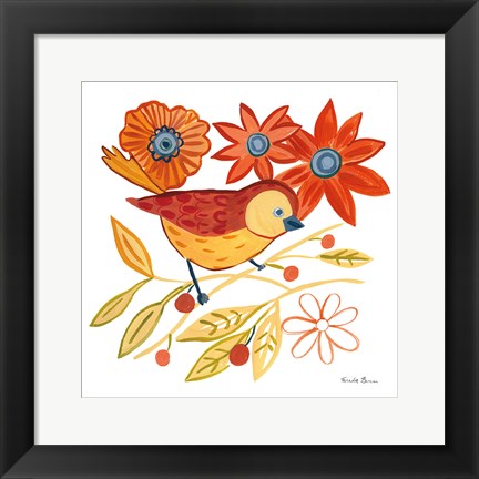 Framed Orange Bird III Print