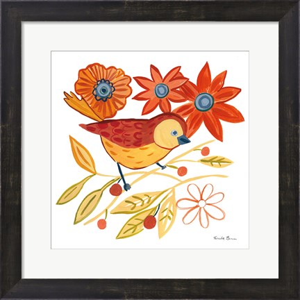 Framed Orange Bird III Print