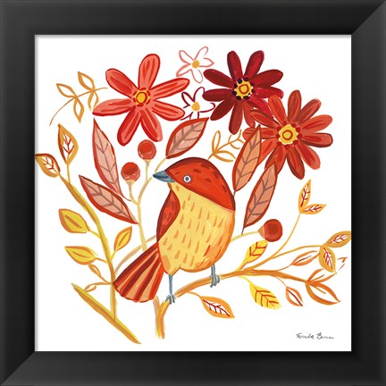 Framed Orange Bird II Print