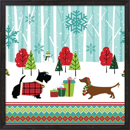 Framed Winter Pet Scene Print