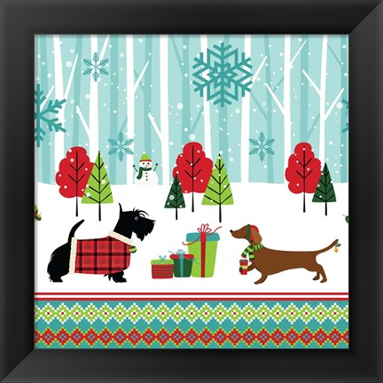 Framed Winter Pet Scene Print