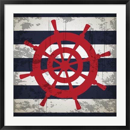 Framed Ship Wheel Print