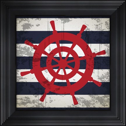 Framed Ship Wheel Print