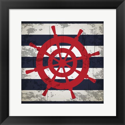 Framed Ship Wheel Print