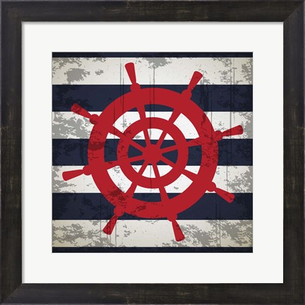 Framed Ship Wheel Print