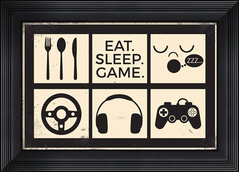 Framed Eat Sleep Game Print