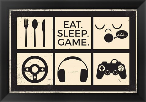 Framed Eat Sleep Game Print