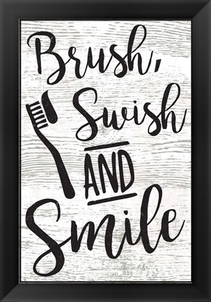 Framed Brush, Swish, Smile Print