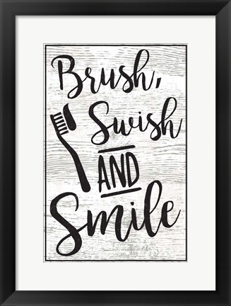 Framed Brush, Swish, Smile Print