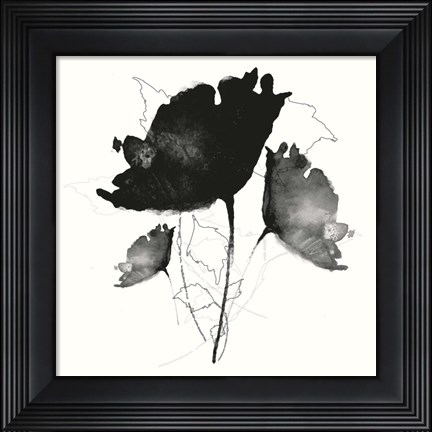 Framed B&amp;W Floral II Print