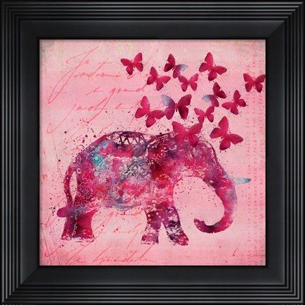 Framed Happy Elephant Print