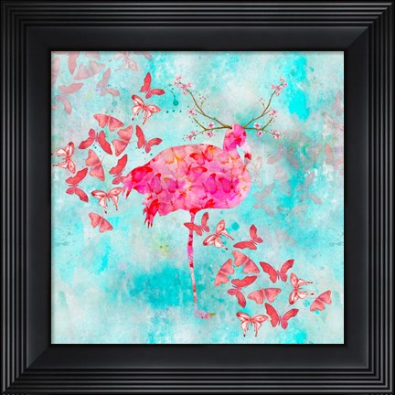 Framed Flamingo Flower Print