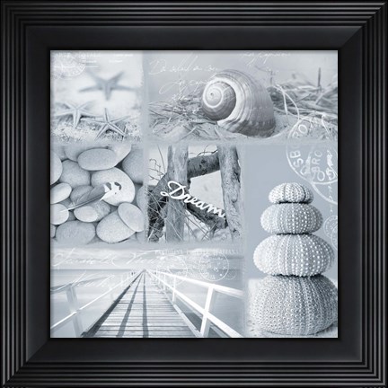 Framed Seaside Collage I Print