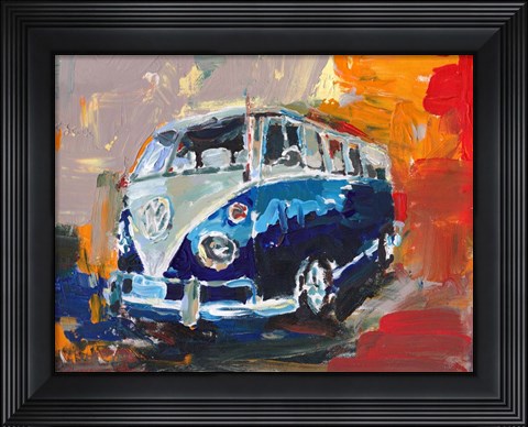 Framed Dark Blue Campervan Print