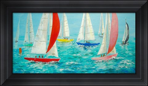 Framed Mermaids Racing Print