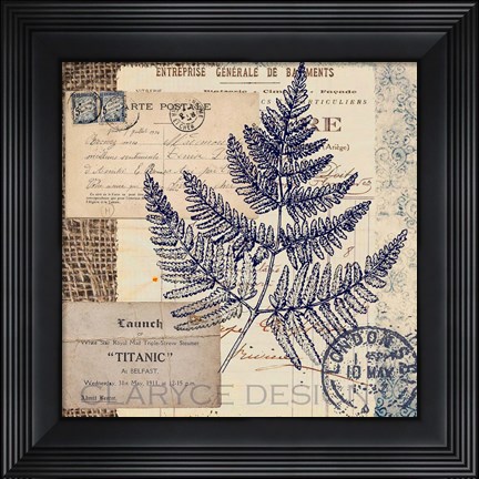 Framed Blue Fern Stamp Print