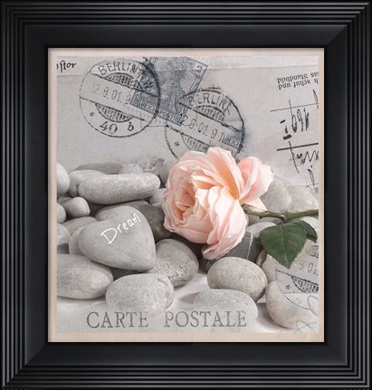 Framed Carte Postale - Rose Print