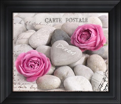 Framed Carte Postale - Two Roses Print