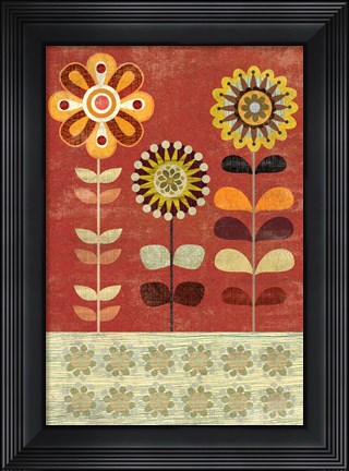 Framed Sage and Orange Floral II Print