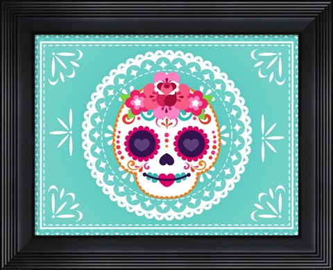 Framed Calavera Blue Print