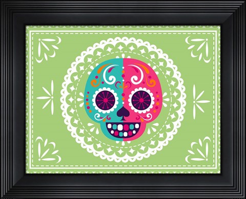 Framed Calavera Green Print