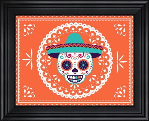 Framed Calavera Orange Print