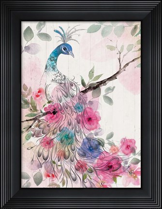 Framed Peacock Floral Print