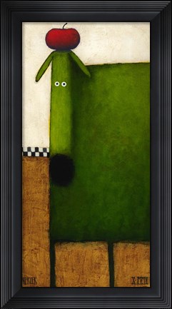 Framed Green Dog II Print
