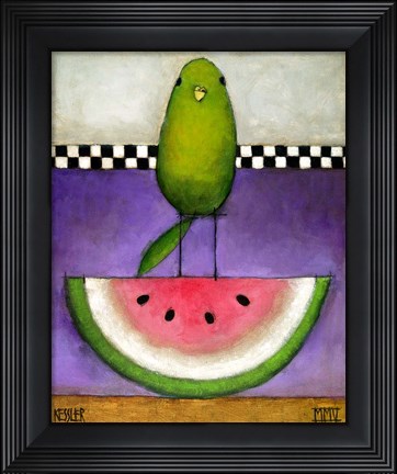 Framed Watermelon Bird Print