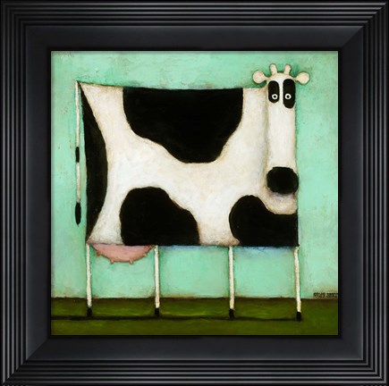 Framed Turquoise Cow Print