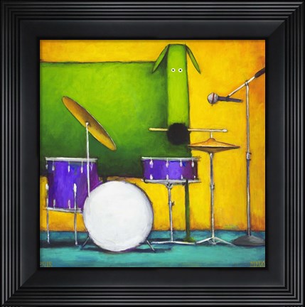 Framed Drum Dog Print
