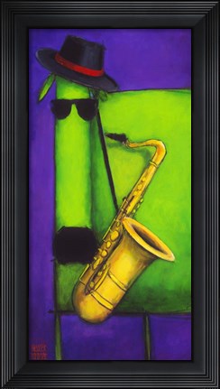 Framed Sax Dog Print