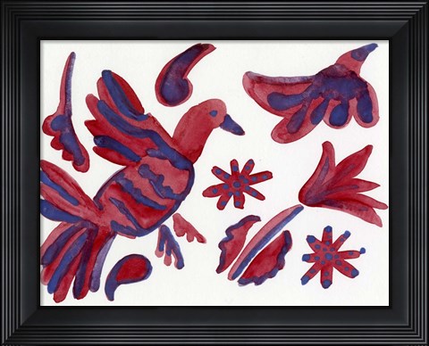 Framed Pajaro Morado - Purple Bird Print