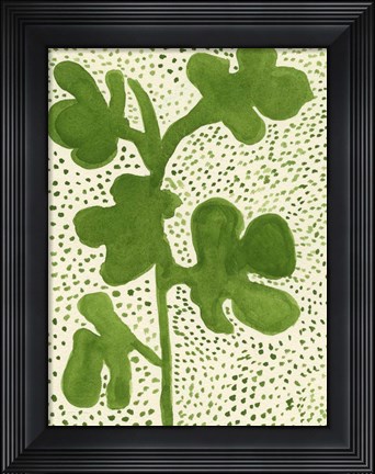 Framed Green Leaf with Dots 1 Print