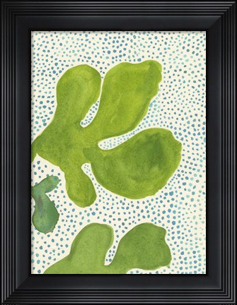 Framed Green Leaf with Dots 2 Print