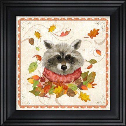 Framed Fall Raccoon Print