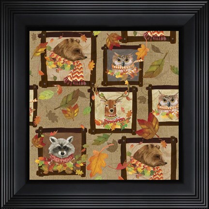 Framed Fall Critters Collage 2 Print