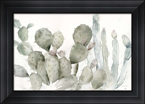 Framed Cactus Garden Landscape Black/White Print