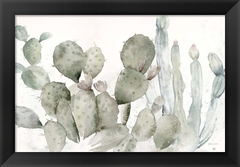 Framed Cactus Garden Landscape Black/White Print