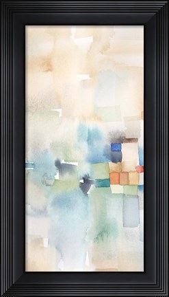 Framed Teal Abstract Panel I Print