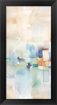 Framed Teal Abstract Panel I Print