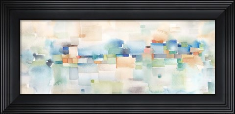 Framed Teal Abstract Horizontal Print