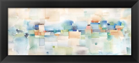 Framed Teal Abstract Horizontal Print