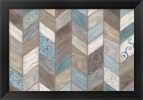 Framed Rustic Chevron Neutral Print