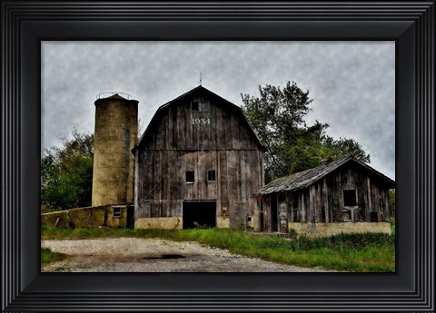 Framed Old Barn and Silo Print